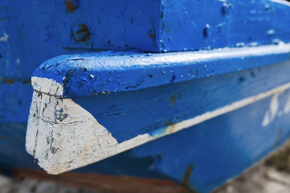 a blue and white boat