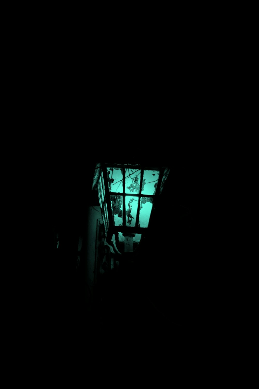 a window in a dark room