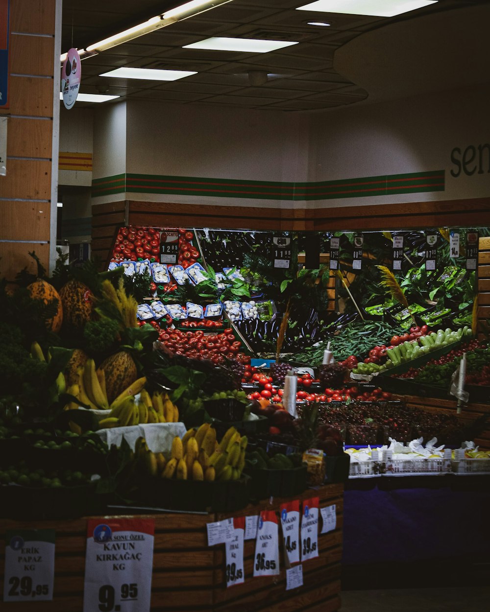 a fruit stand with bananas