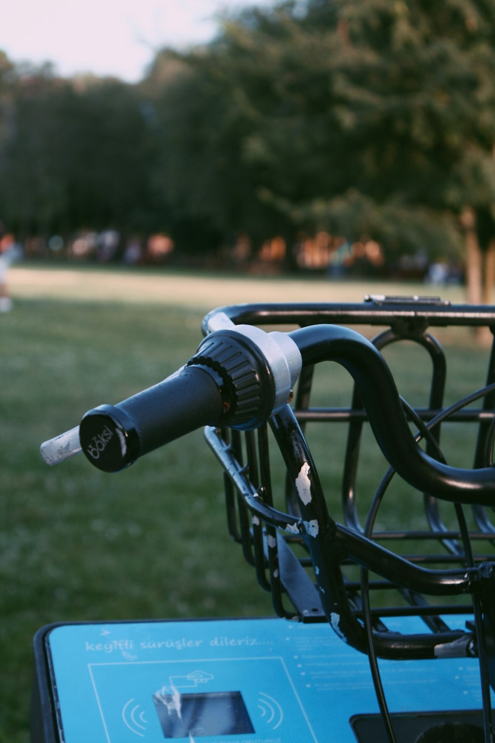 a blue and black bicycle