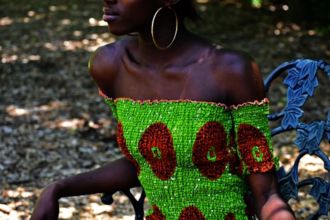 a person wearing a colorful dress