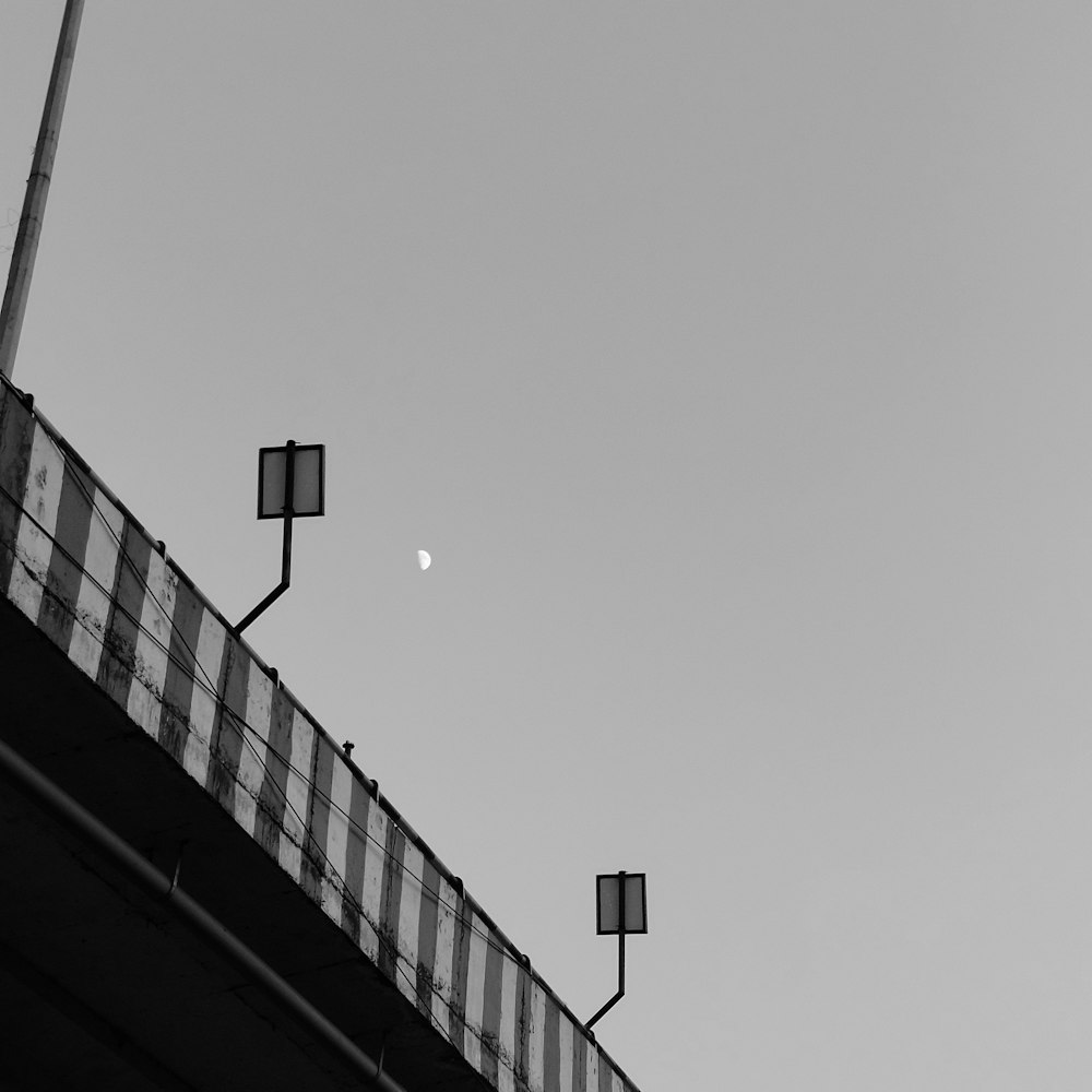 a light on a bridge