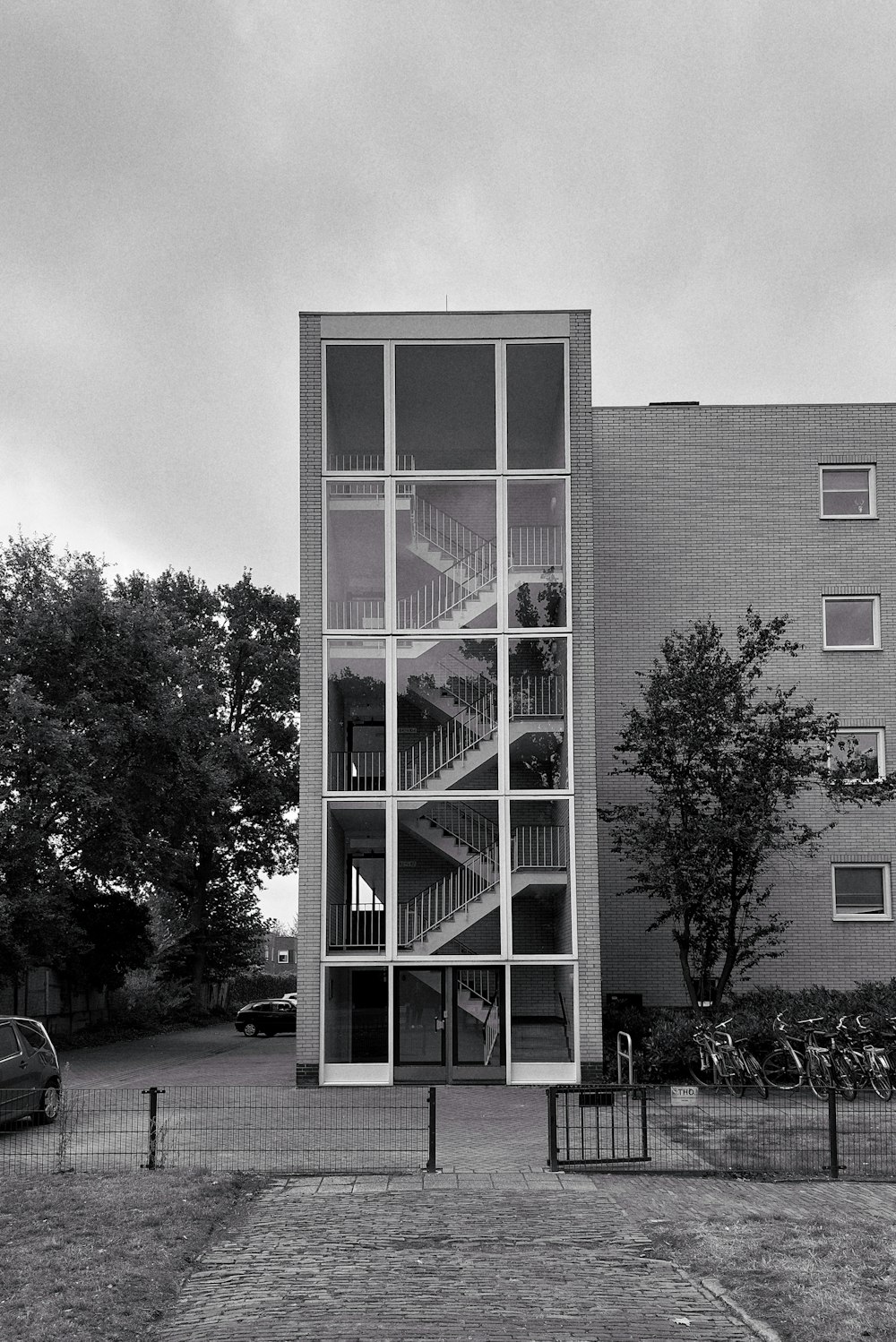 a building with a glass front