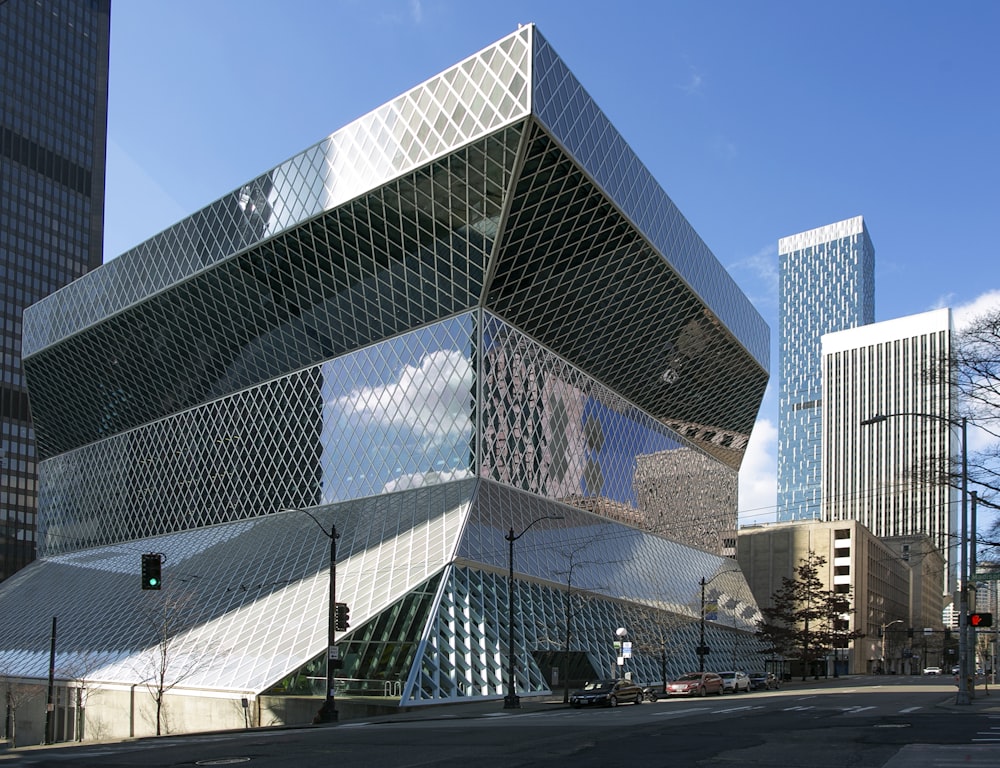 a large glass building