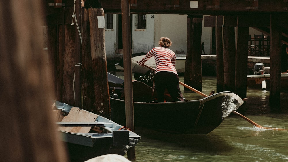 a person rowing a boat