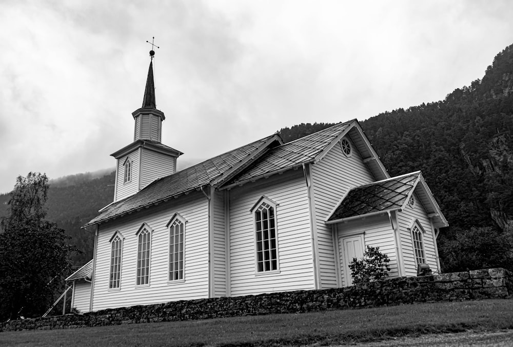 a small church with a steeple