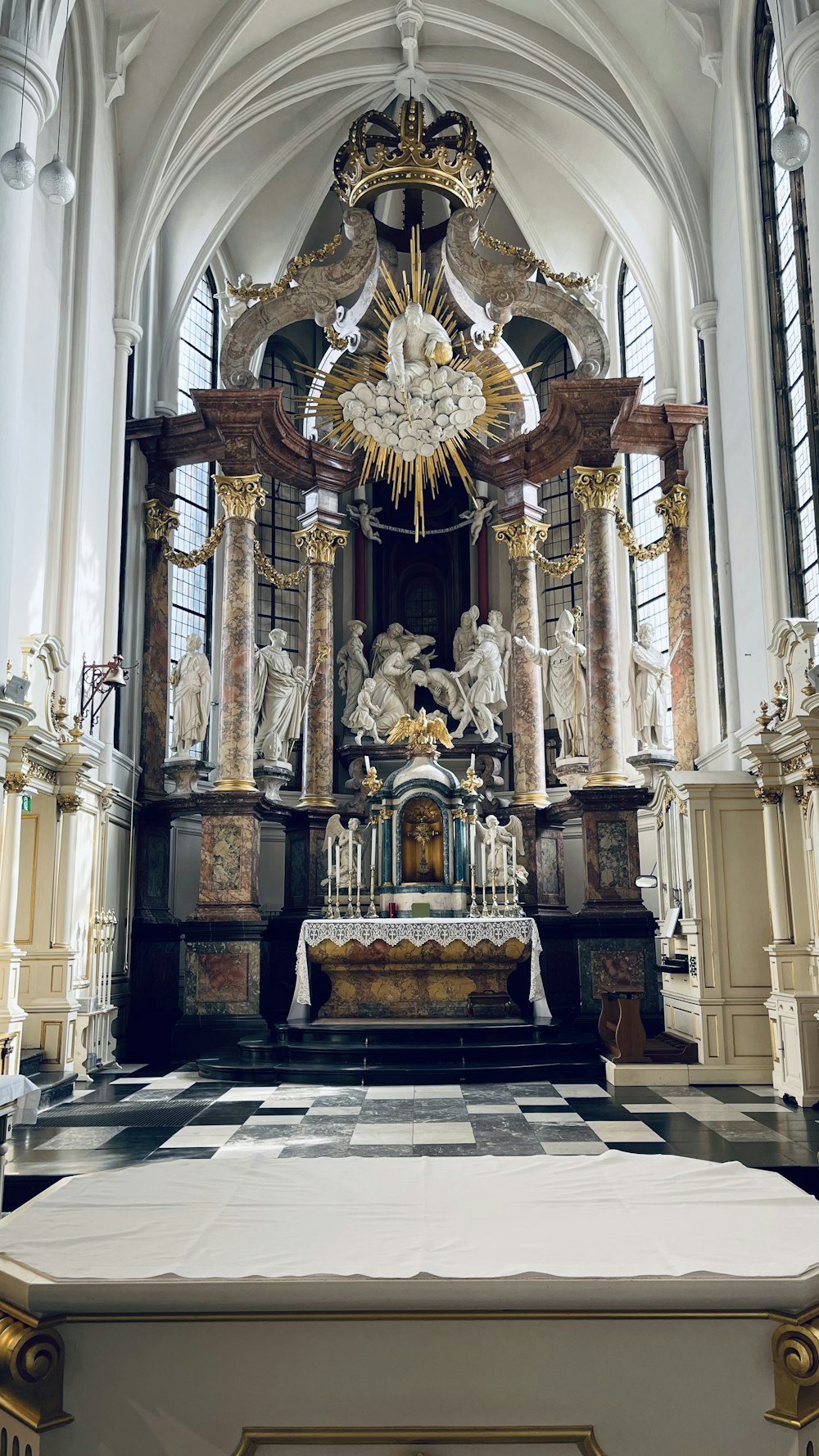 a large ornate gold and black room