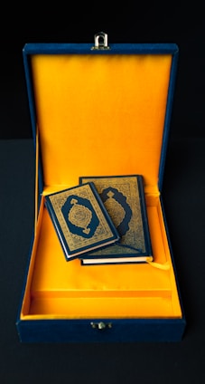 An elegant box containing a pair of tefilin.