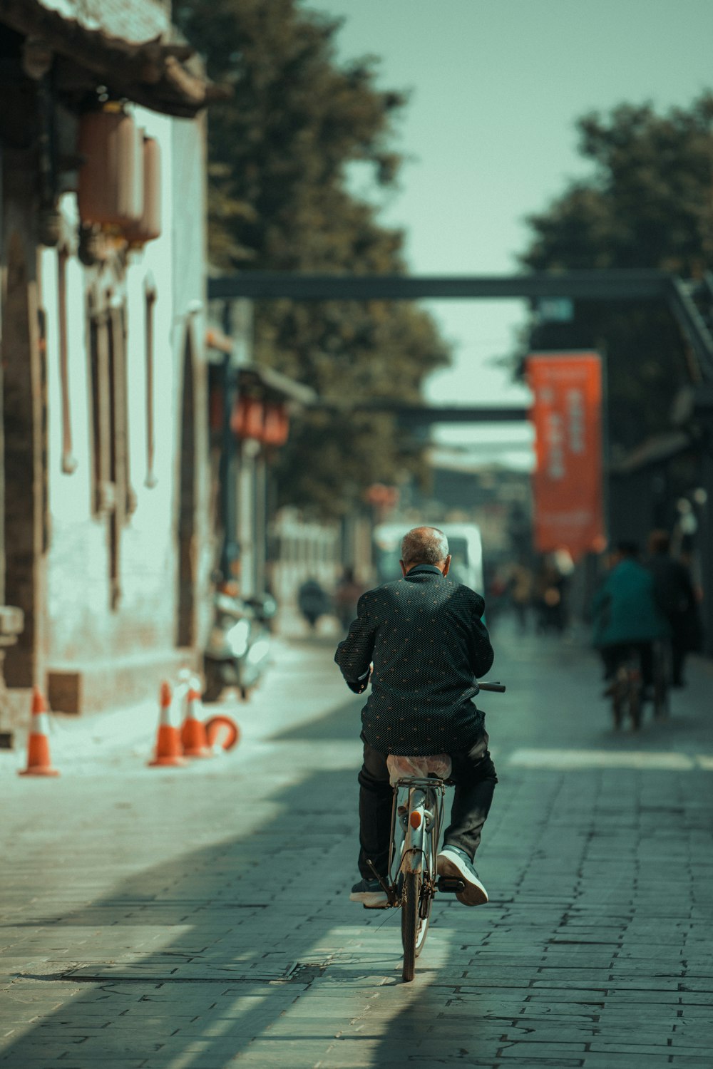 a person riding a bicycle