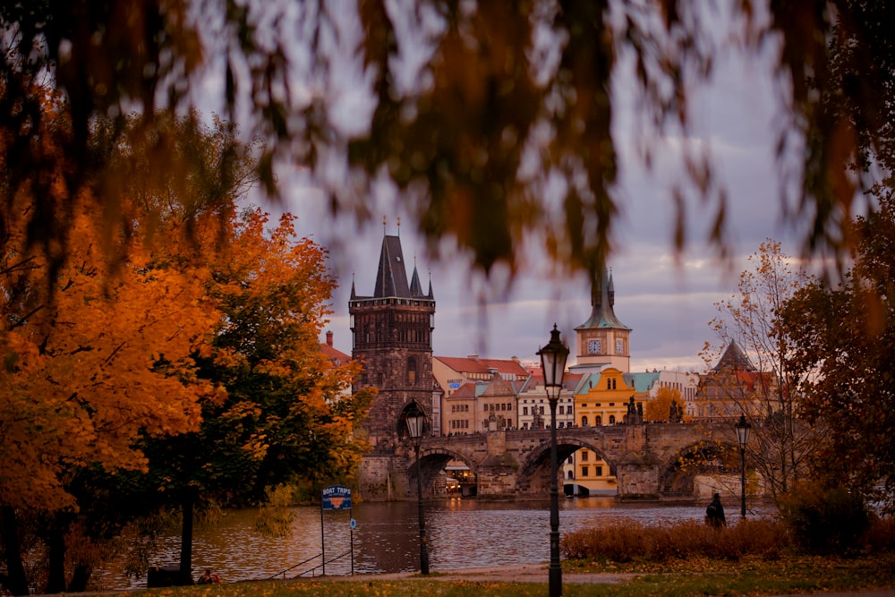 a castle with a bridge over a river