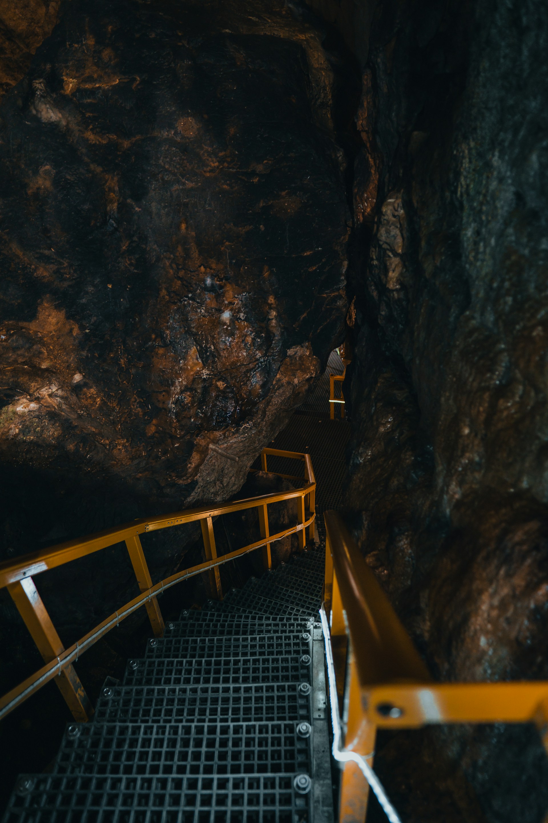 a staircase in a cave