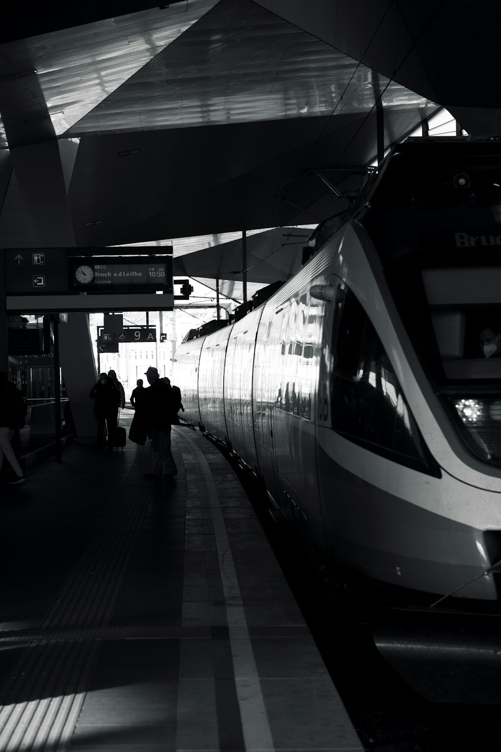 a train pulling into a station