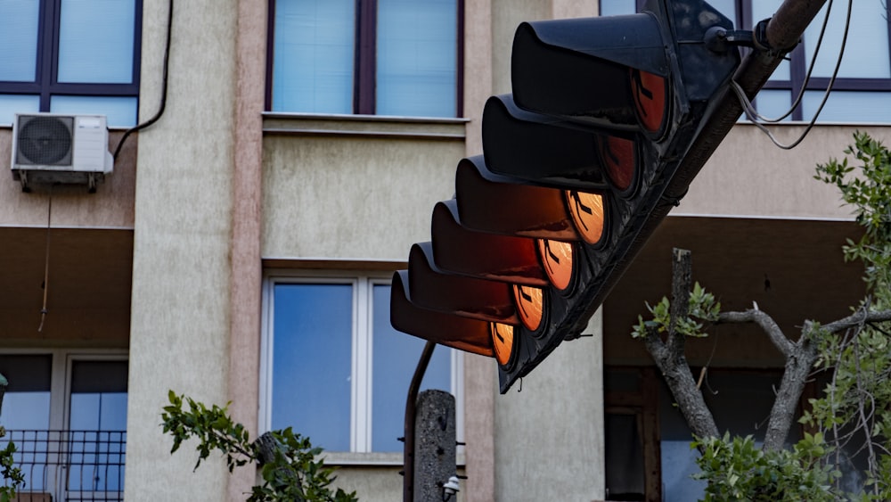 a traffic light on a pole