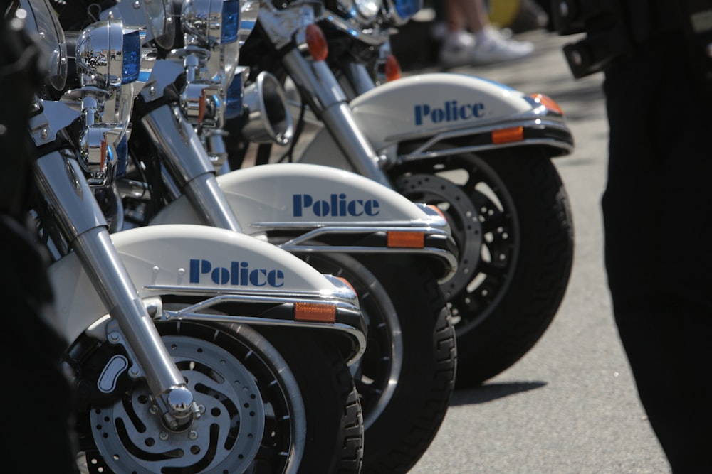 motorcycles parked in a row