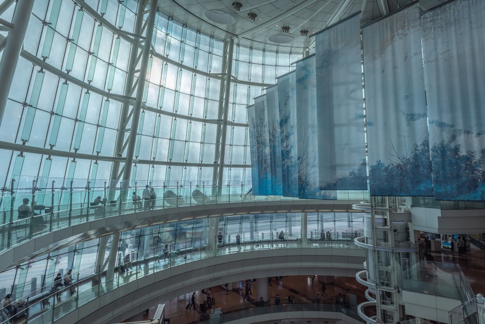 a large glass building with many windows