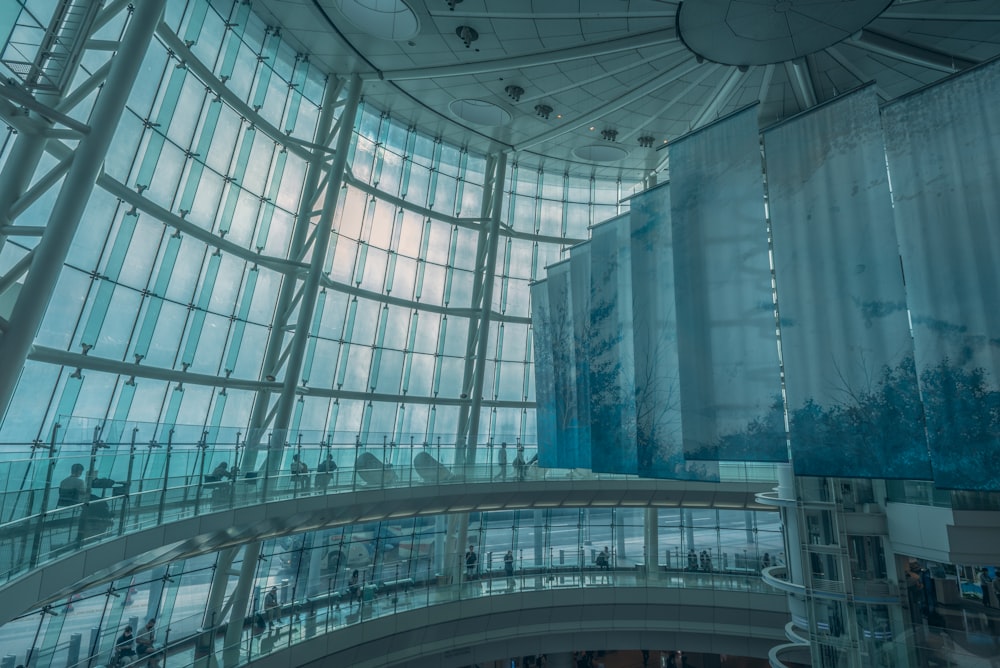 a large glass building with many windows