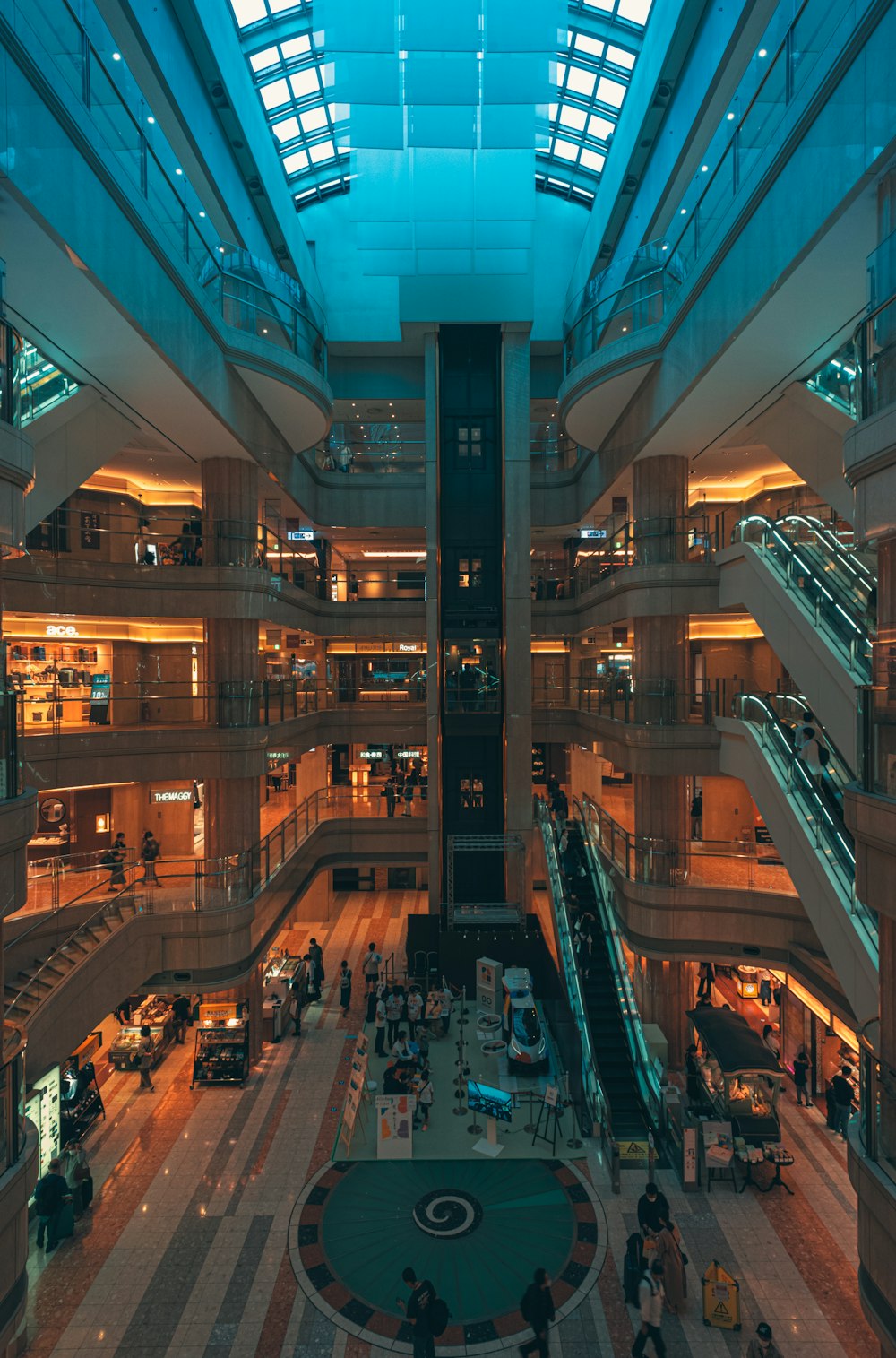a high angle view of a shopping mall