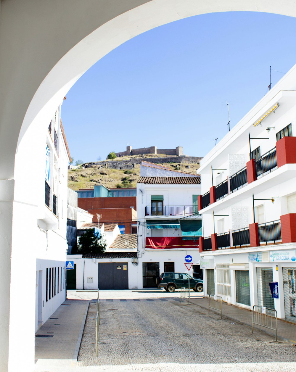 a street with buildings on either side