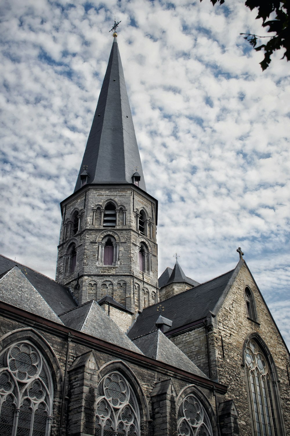 a church with a tall steeple
