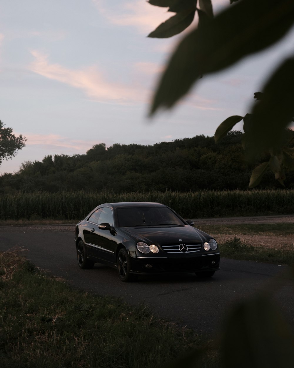 a black car on a road