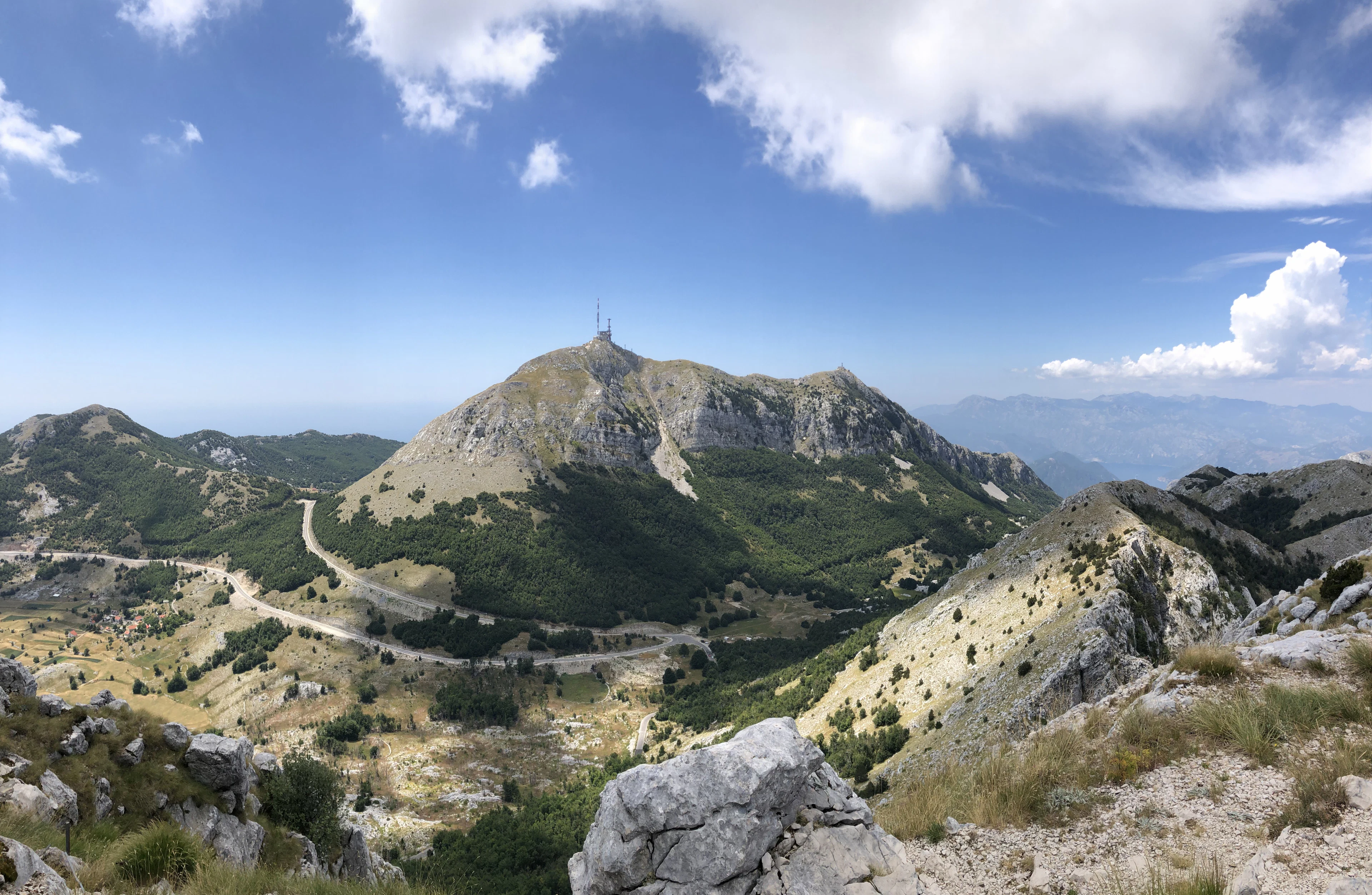 The rocky summits of Lovćen near Cetinje, with Njegoš's mausoleum on one of them