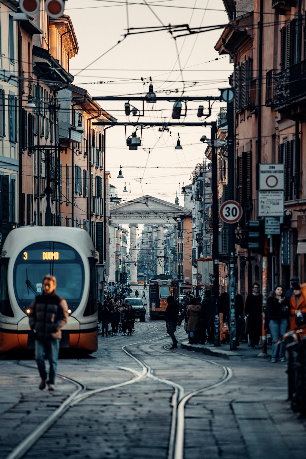 a person walking down a street