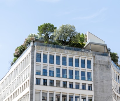 a building with a tree on top