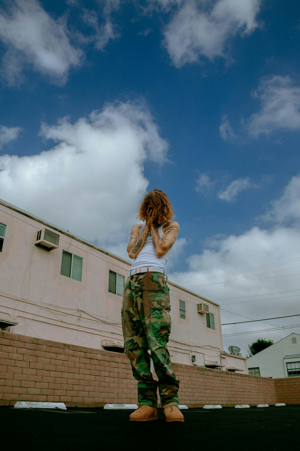 a man standing on a roof