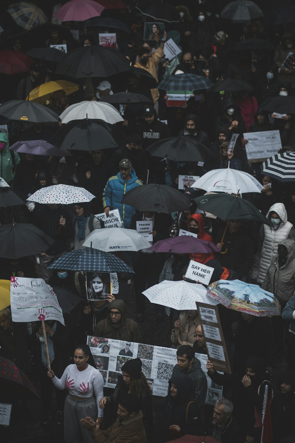 a group of people holding umbrellas