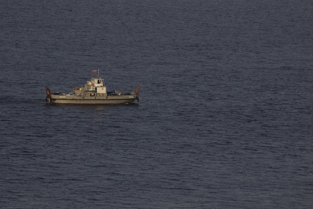 a large ship in the water