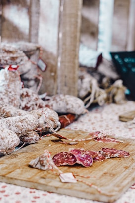 dry sausage on a provencal table