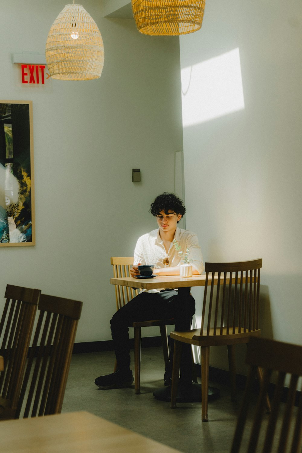 a person sitting at a table