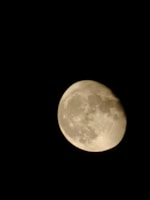 A brightly illuminated moon appears against a dark sky, showing clear surface details and craters.