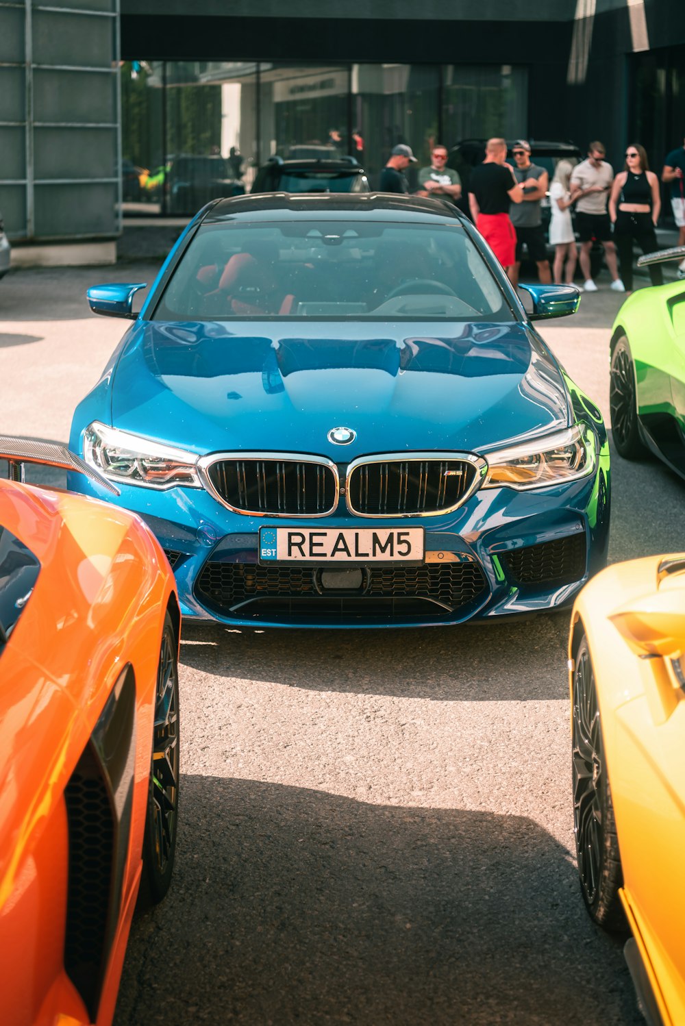 a group of cars parked outside a building