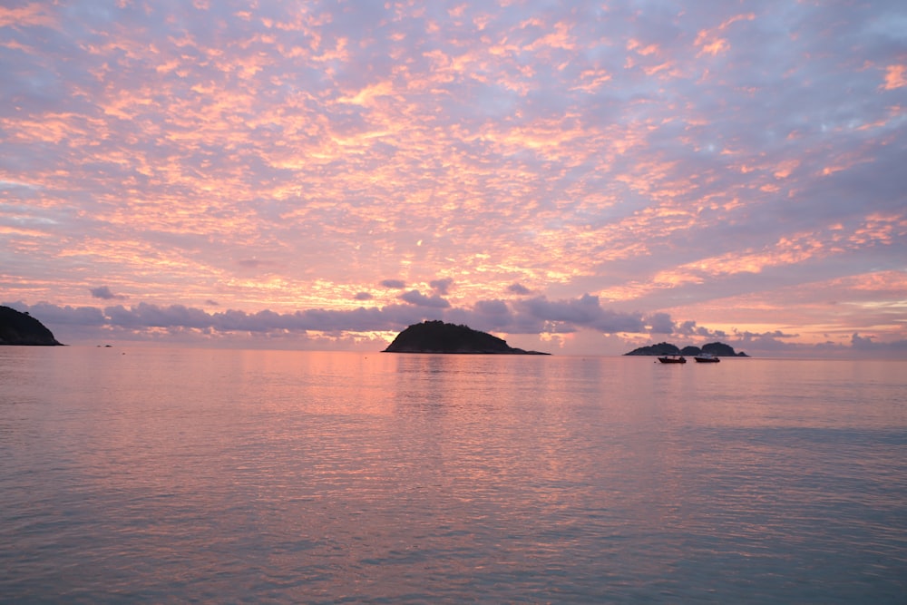 a body of water with islands in it