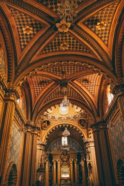 a large ornate ceiling with many arches