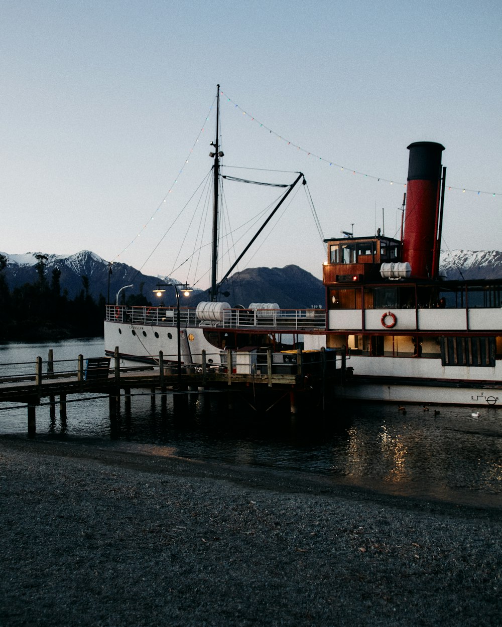 a boat docked at a pier