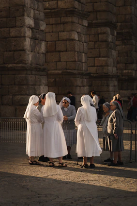 a group of people standing outside