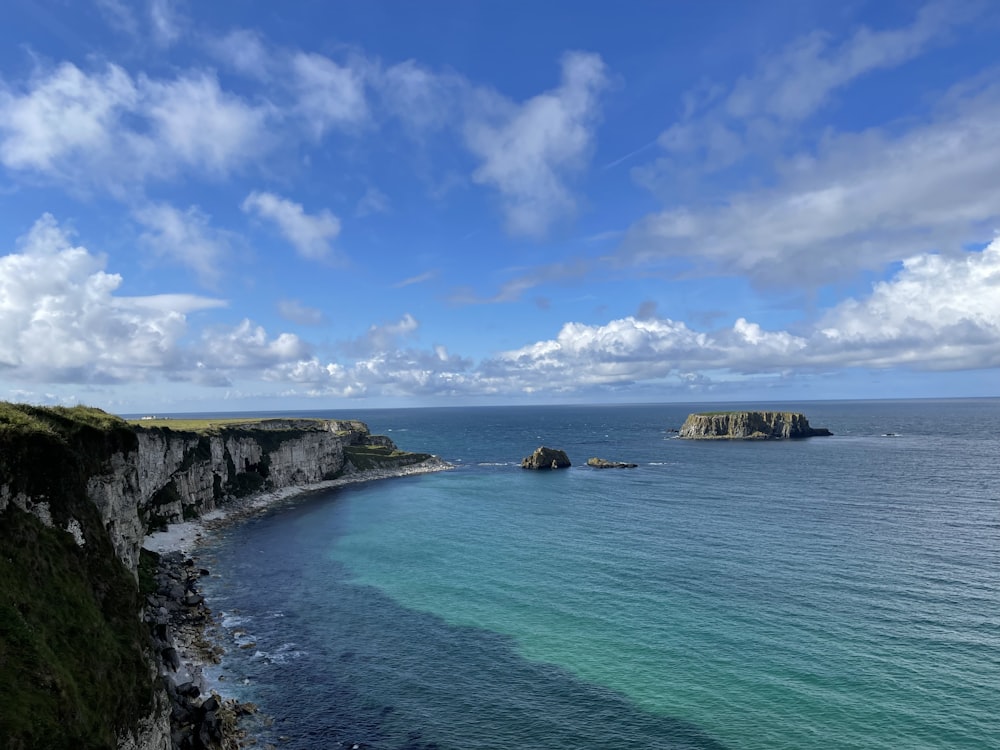 a body of water with land on the side