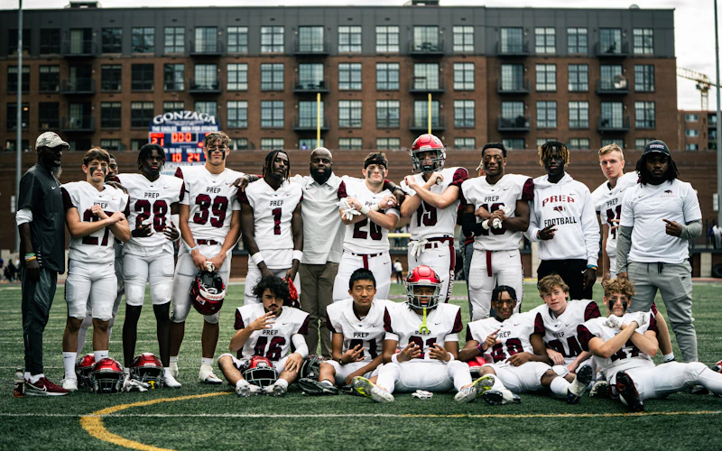 Football team photo on the field
