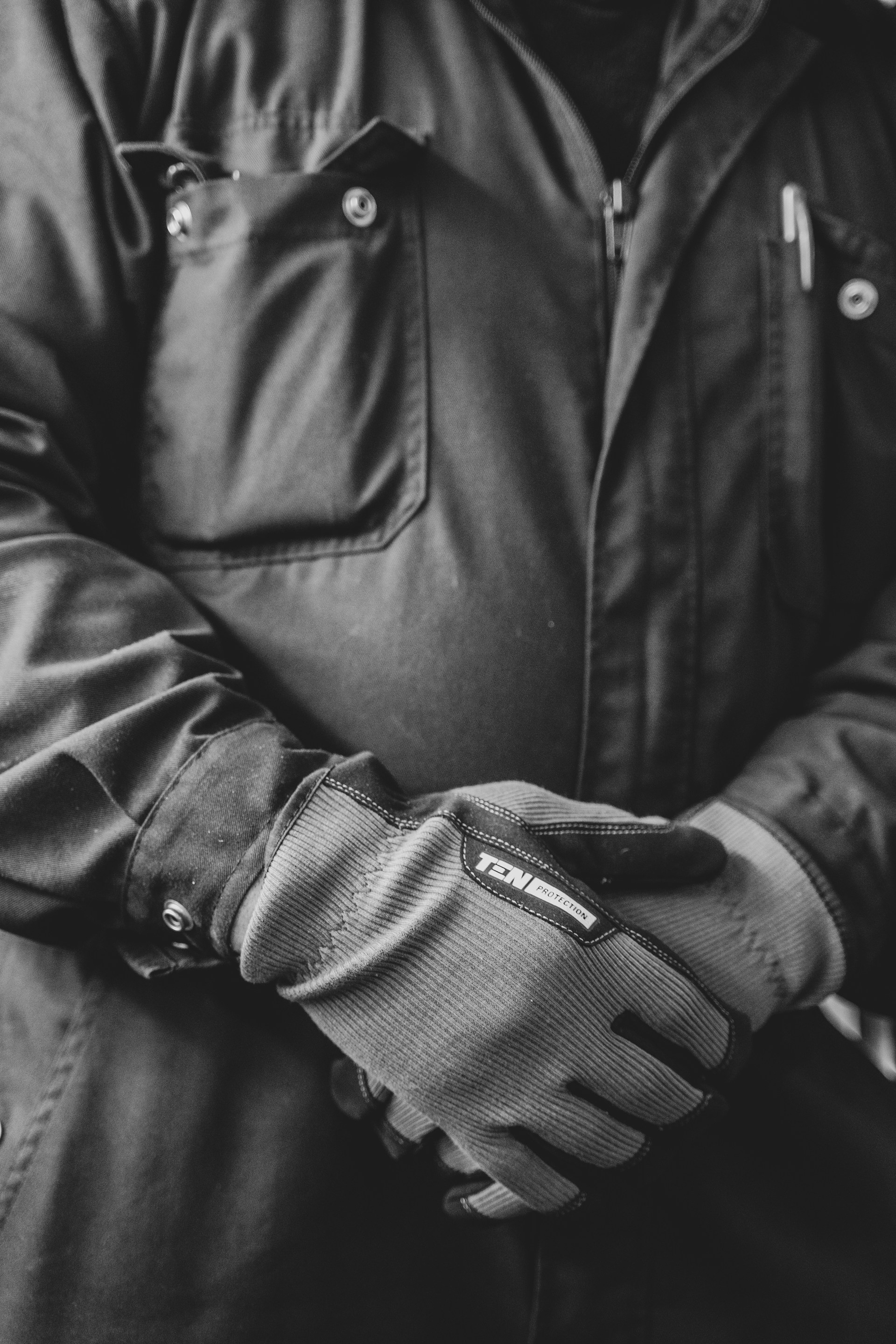 a person wearing gloves