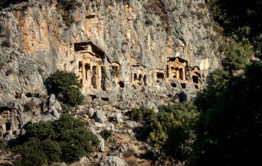 a building carved into a cliff