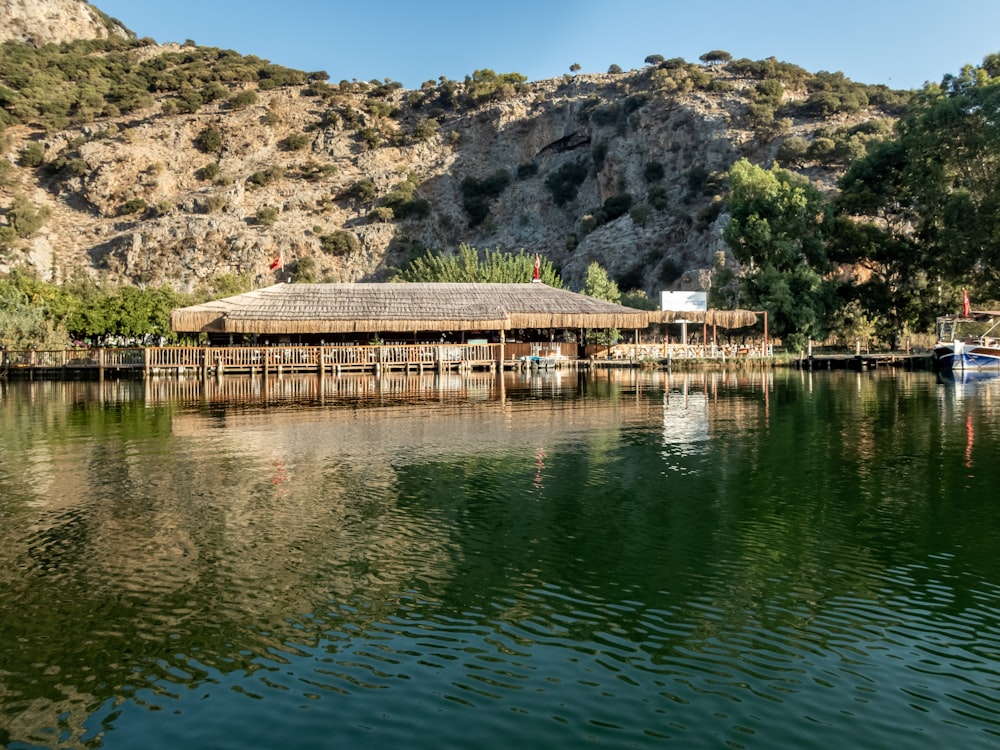 a building on a dock over water