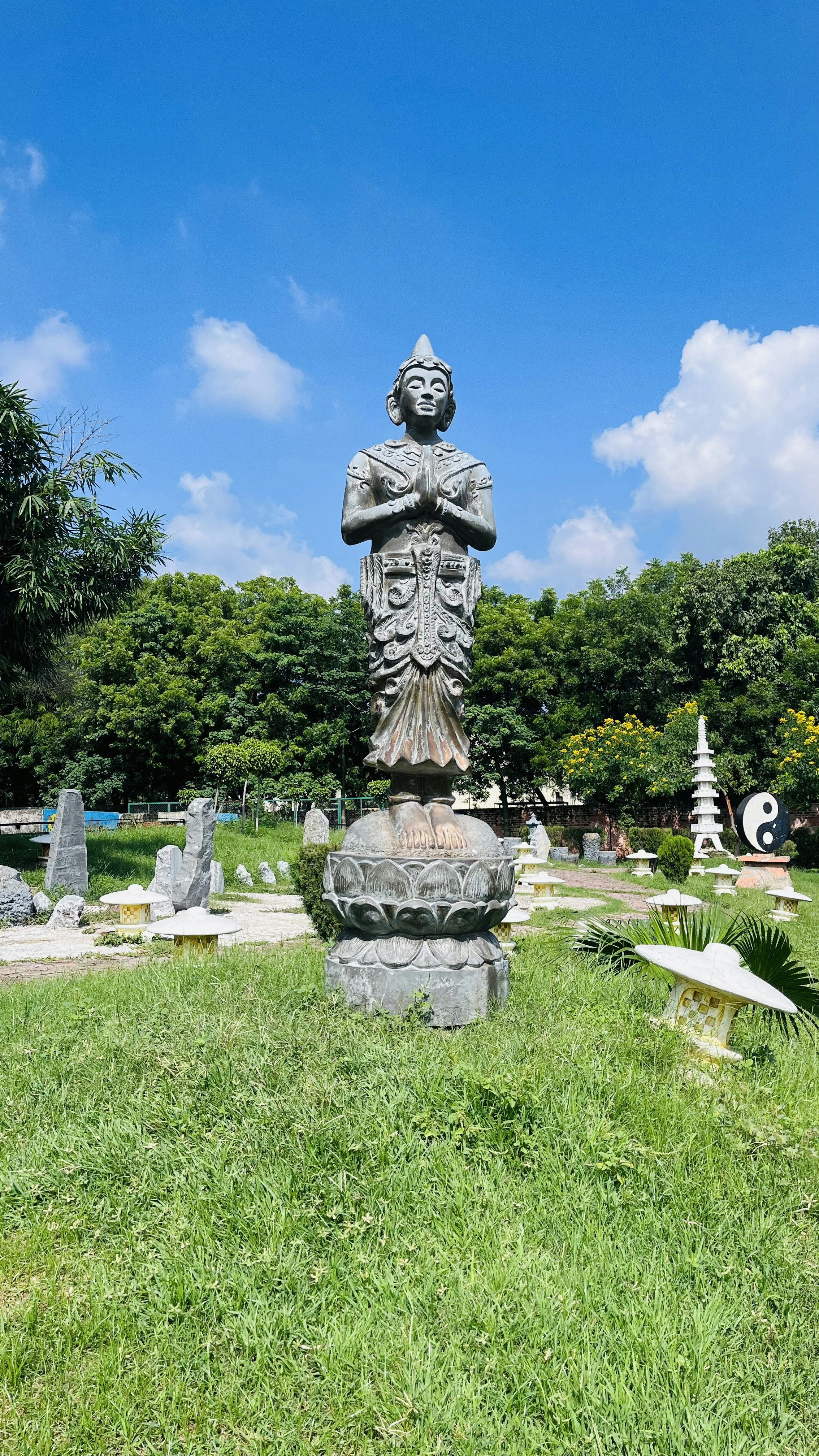 a statue in a graveyard