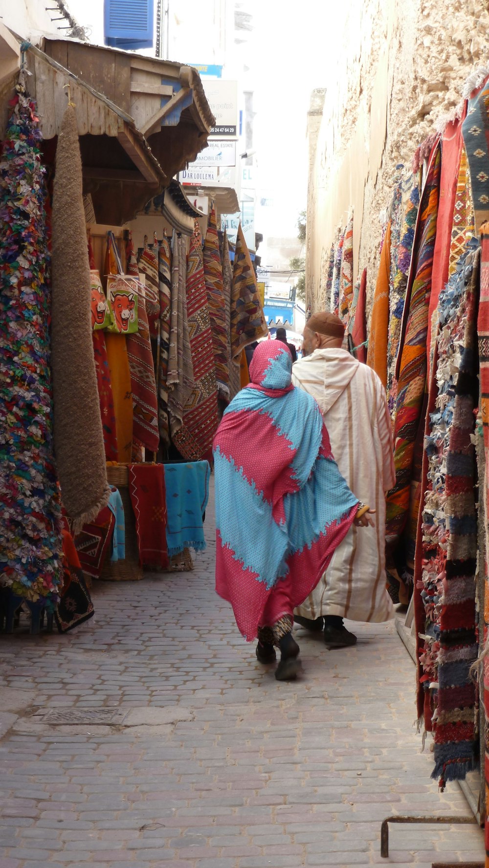 a person walking down a street