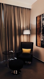 a chair and a table in a room