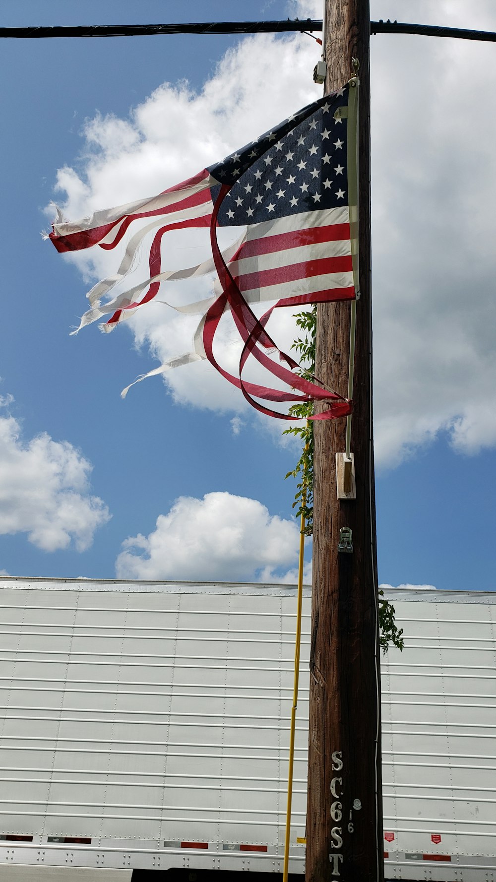 a flag on a pole