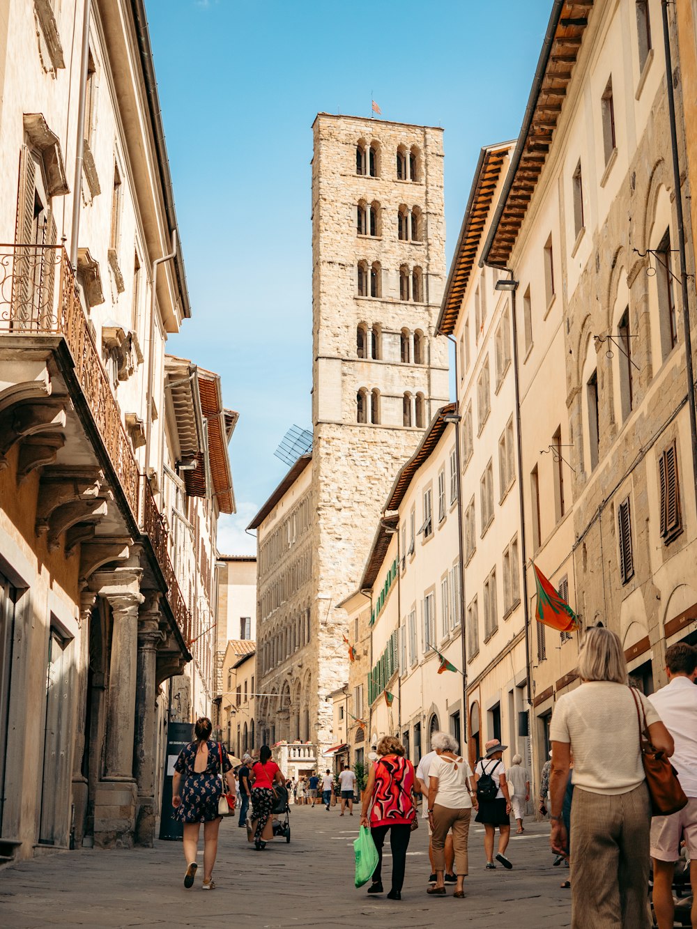 people walking on a street