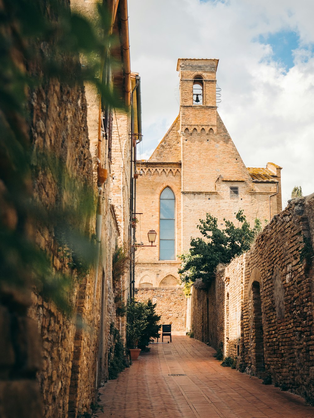 a brick building with a tower