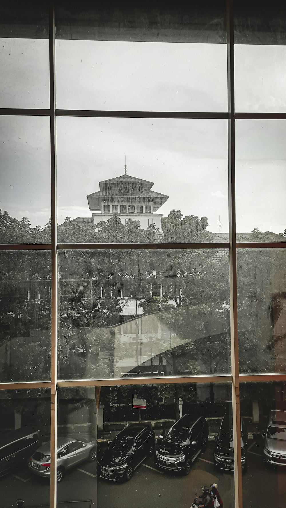 a building through a window